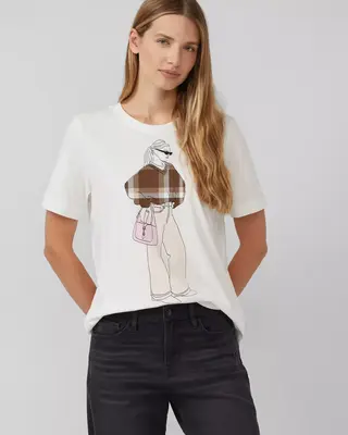 S. Oliver Relaxed T-Shirt with Frontprint - Off White