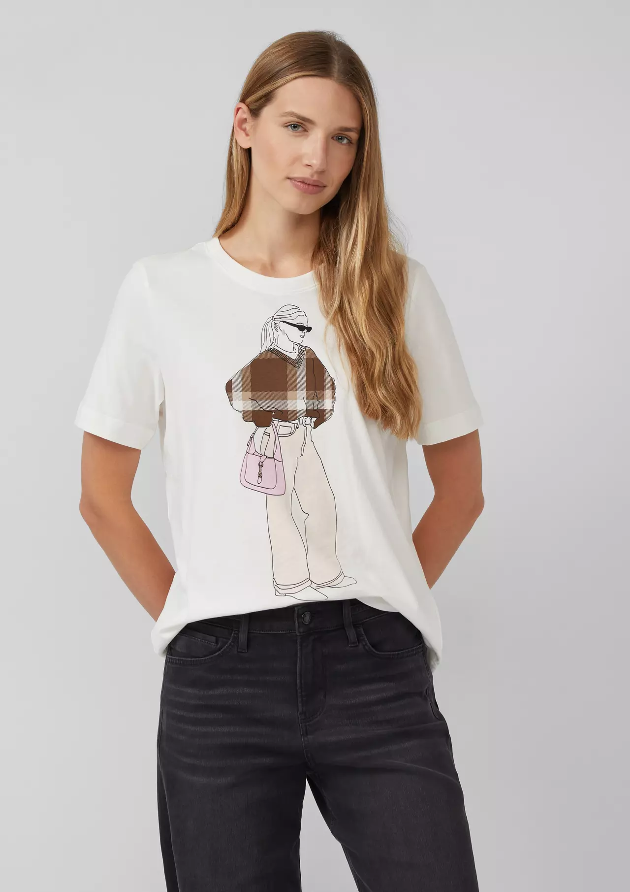 S. Oliver Relaxed T-Shirt met Frontprint - Off White