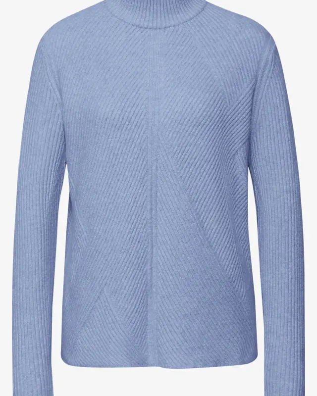 Street One Softer Strukturpullover - Frosted Blue Melange