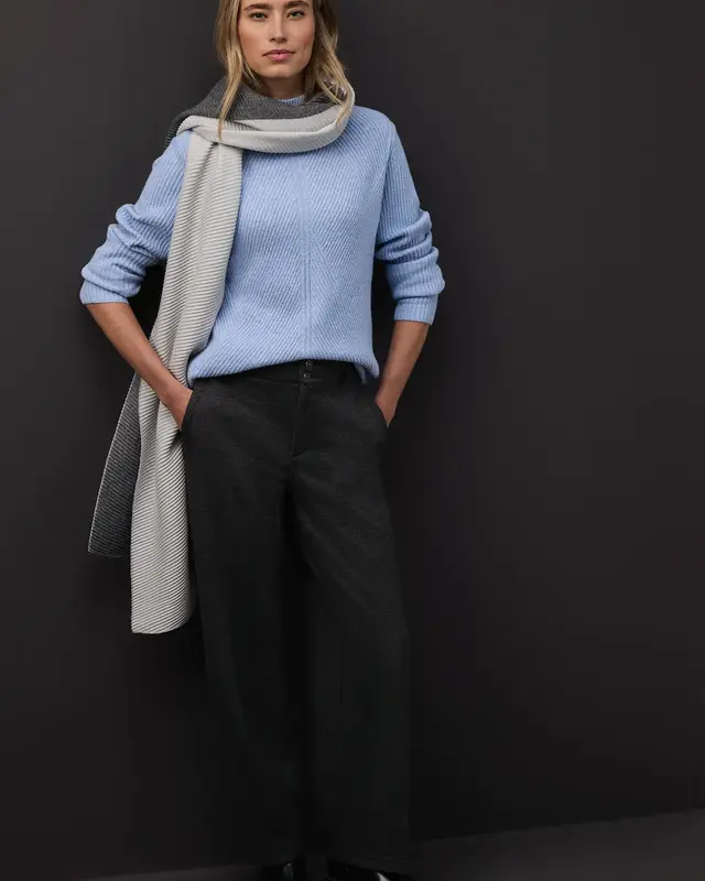 Street One Softer Strukturpullover - Frosted Blue Melange