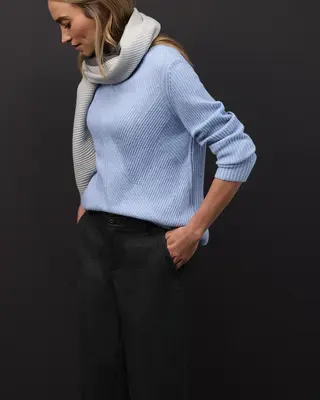 Street One Softer Strukturpullover - Frosted Blue Melange