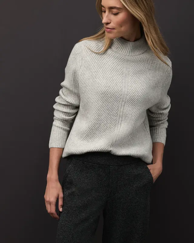 Street One Softer Strukturpullover - Pelican Grey Melange