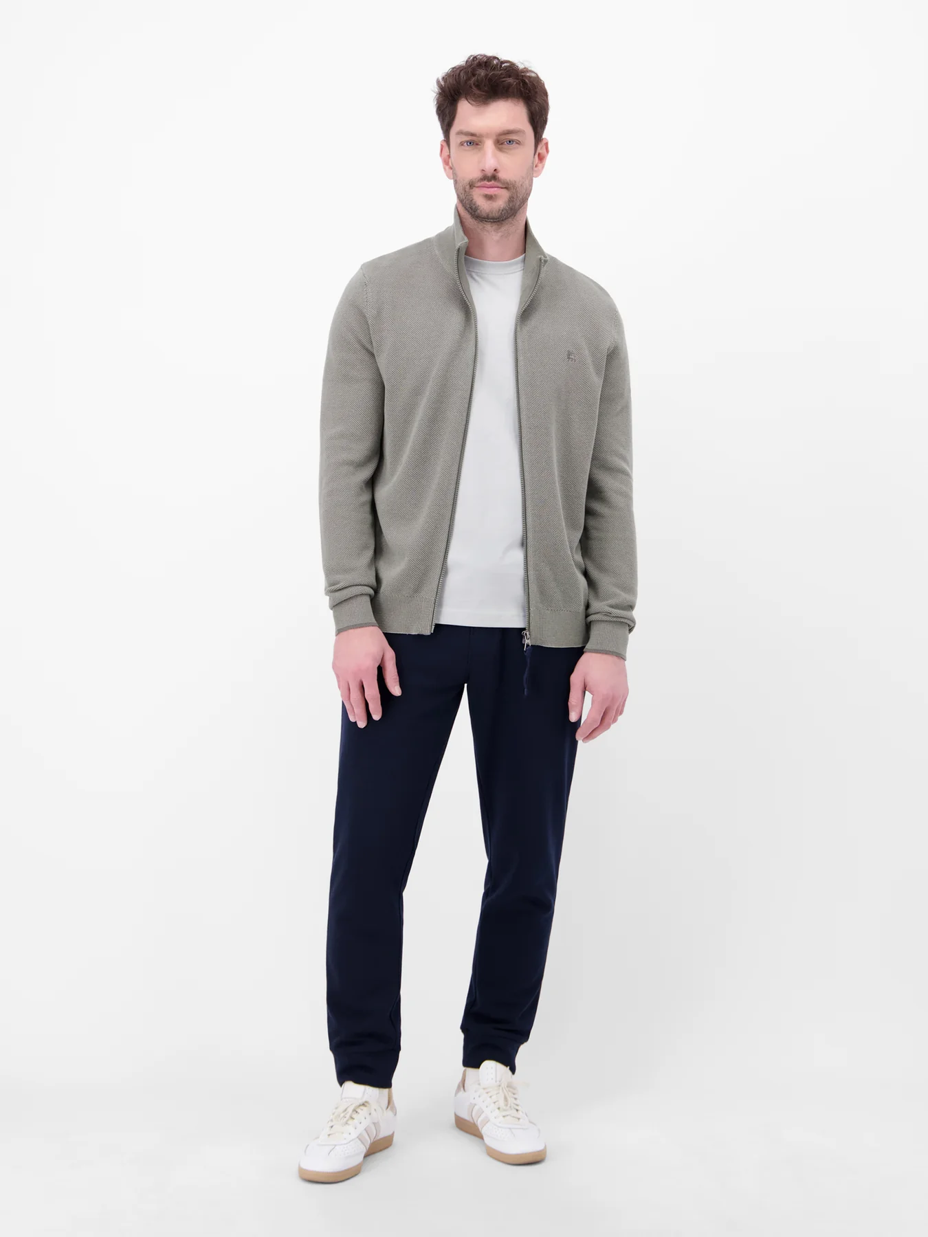 Lerros Cardigan, Standing Collar - Basalt Grey