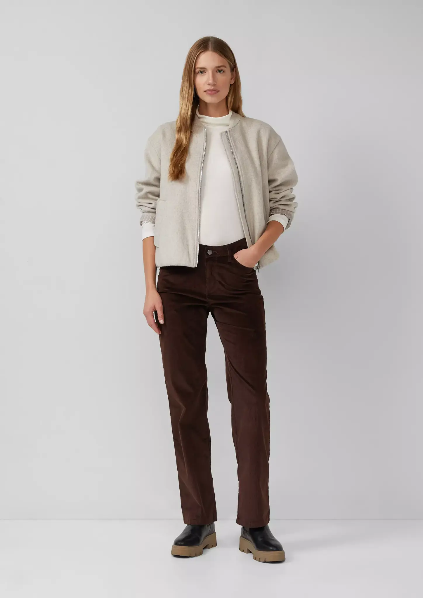 s.Oliver Corduroy broek voor dames, brede pijpen, 8783 liter, 34