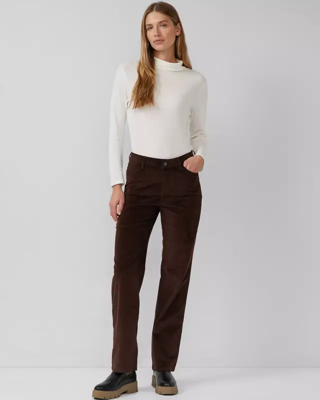S. Oliver Corduroy Broek, Straight Leg - Brown