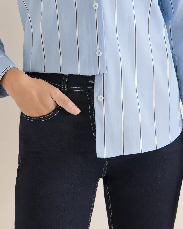 Cecil Gestreifte Hemdbluse - Fountain Blue