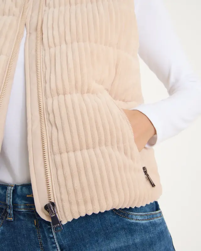 Cecil Structuremix Corduroy Vest - Pearl Beige