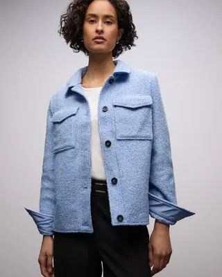 Street One Overshirt in Wool Look - Frosted Blue Melange