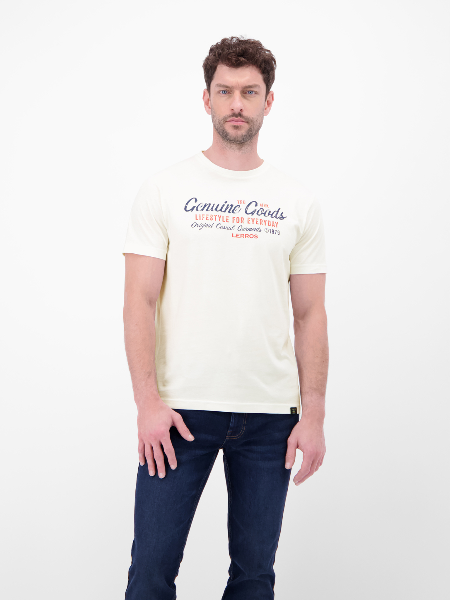 Lerros T-Shirt with Print - Broken White