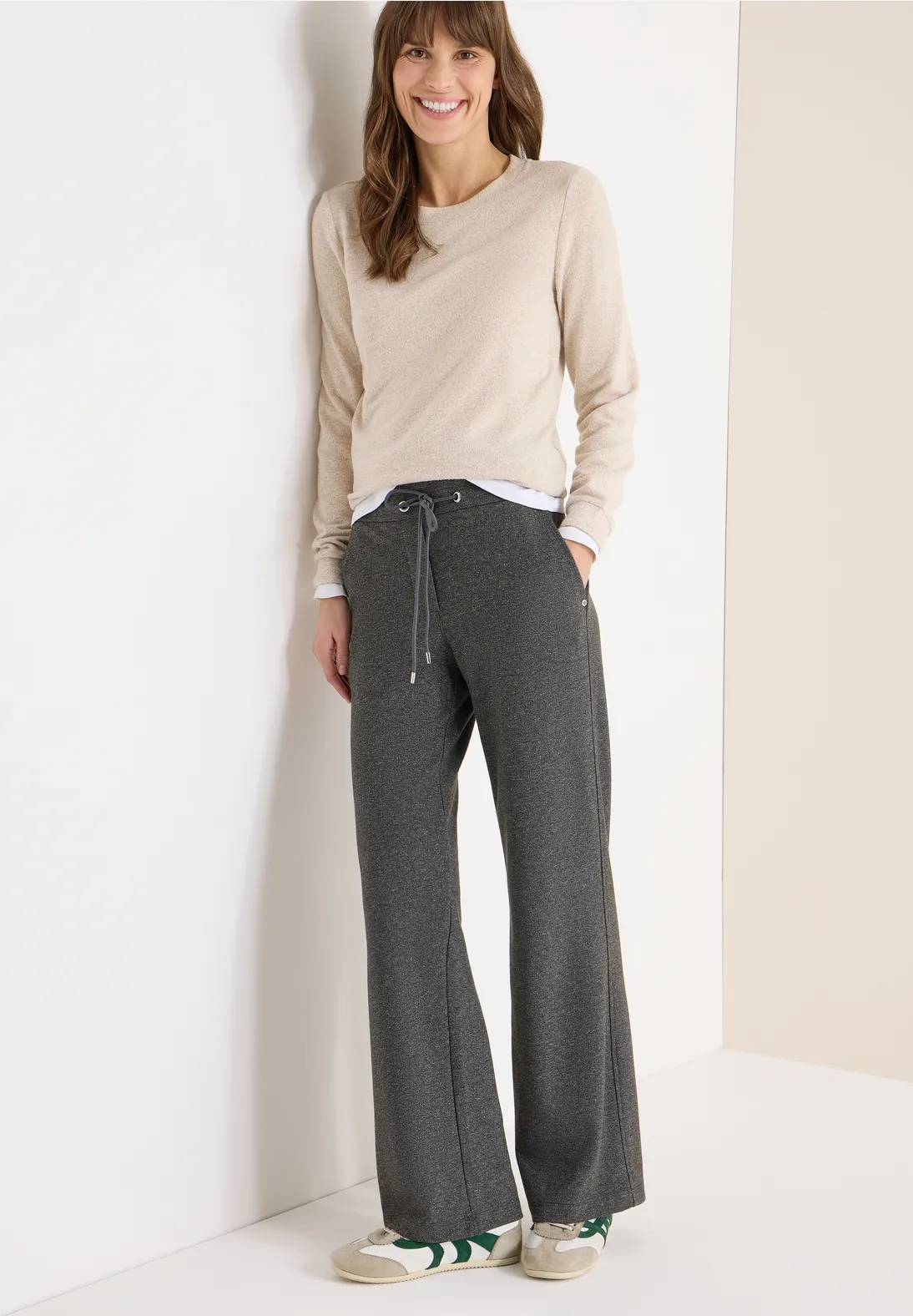Cecil Two-Tone Melange Pants Neele - Raw Khaki