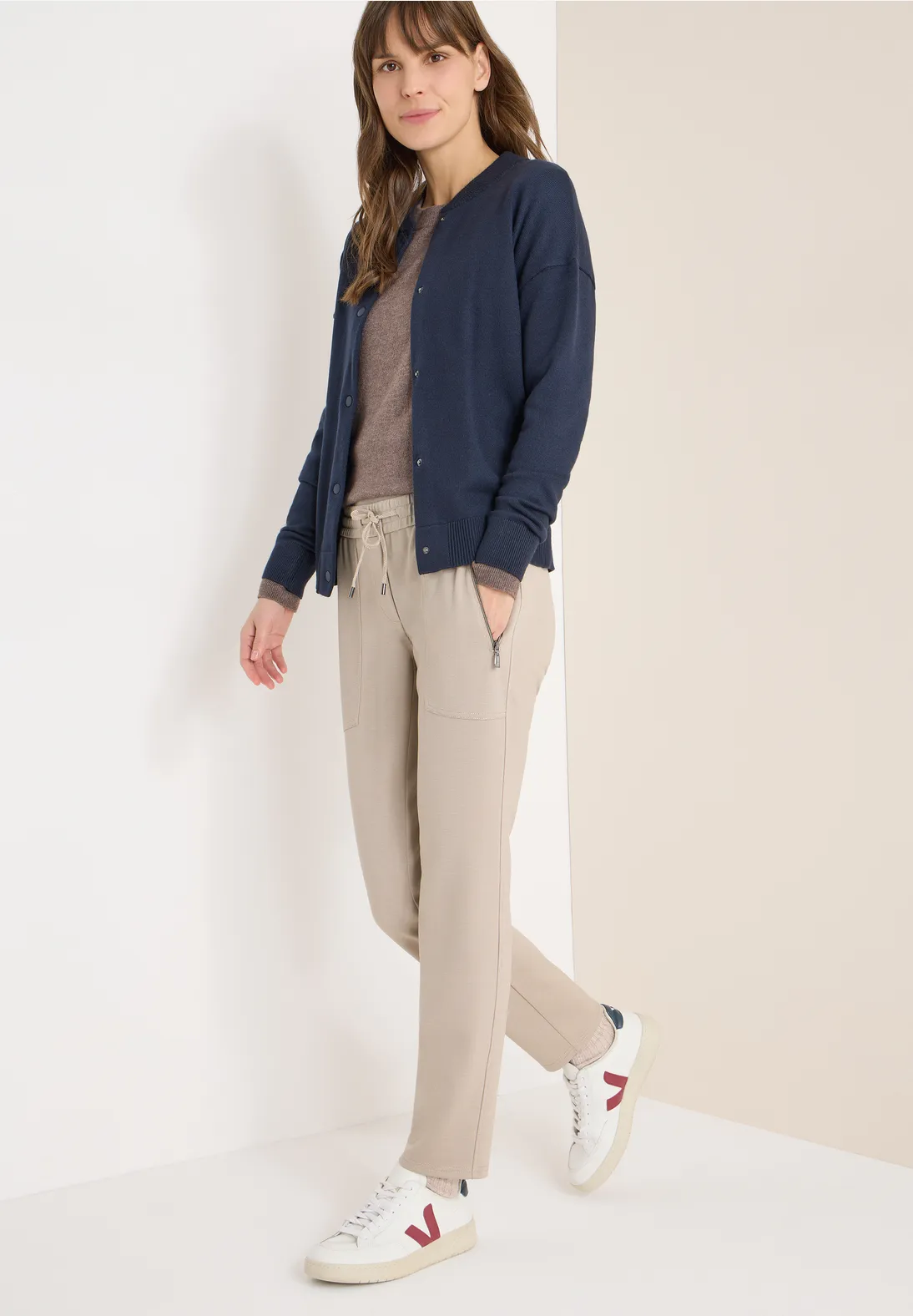 Cecil Casual Fit Pants Tracey - Urban Taupe Melange