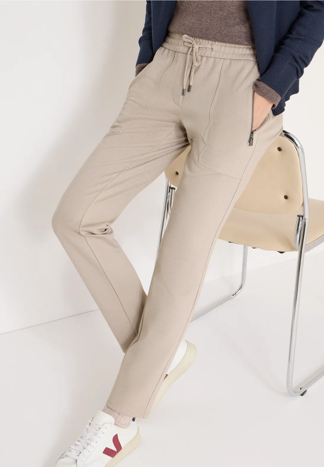 Cecil Casual Fit Pants Tracey - Urban Taupe Melange