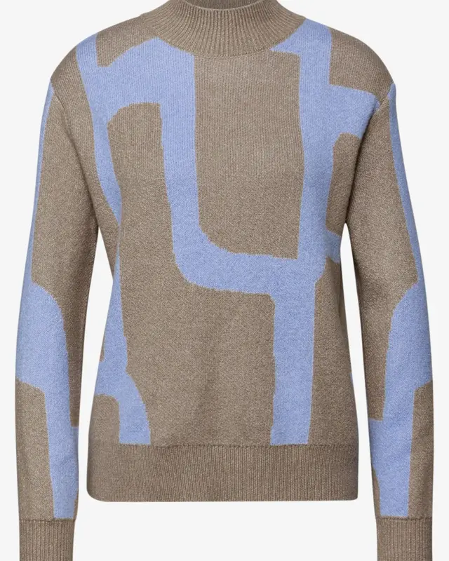 Street One Jacquard Pullover - Light Terra Mocha Melange