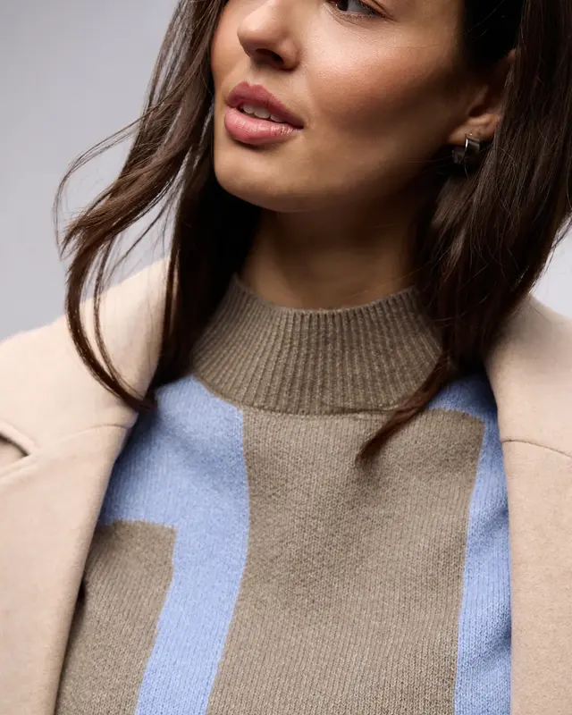 Street One Jacquard Pullover - Light Terra Mocha Melange