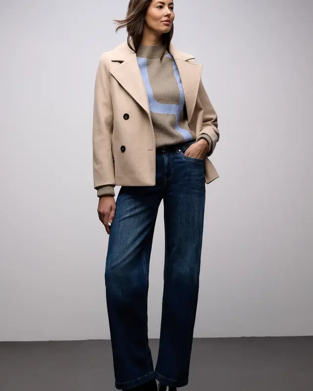 Street One Jacquard Pullover - Light Terra Mocha Melange