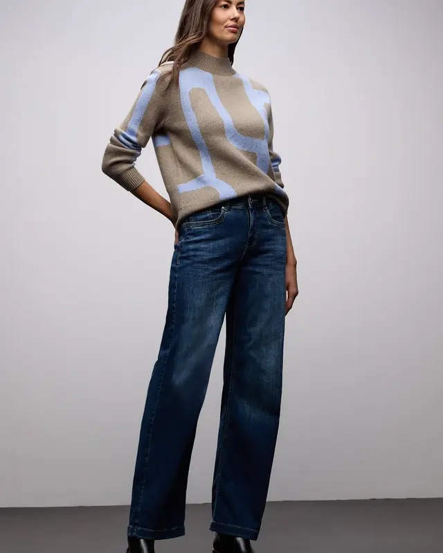 Street One Jacquard Pullover - Light Terra Mocha Melange