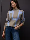 Street One Trui met Jacquard - Light Terra Mocha Melange