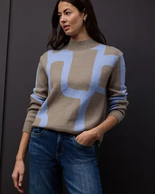 Street One Jacquard Pullover - Light Terra Mocha Melange