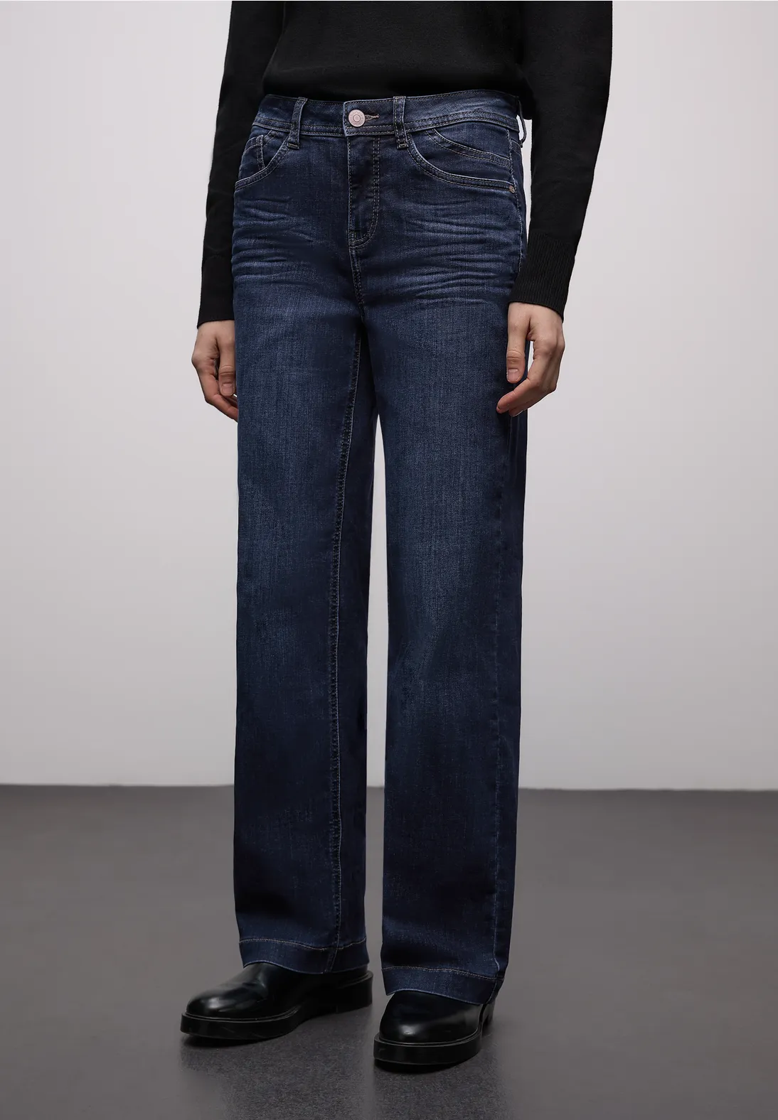 Street One Wide Leg Jeans - Dark Blue Washed