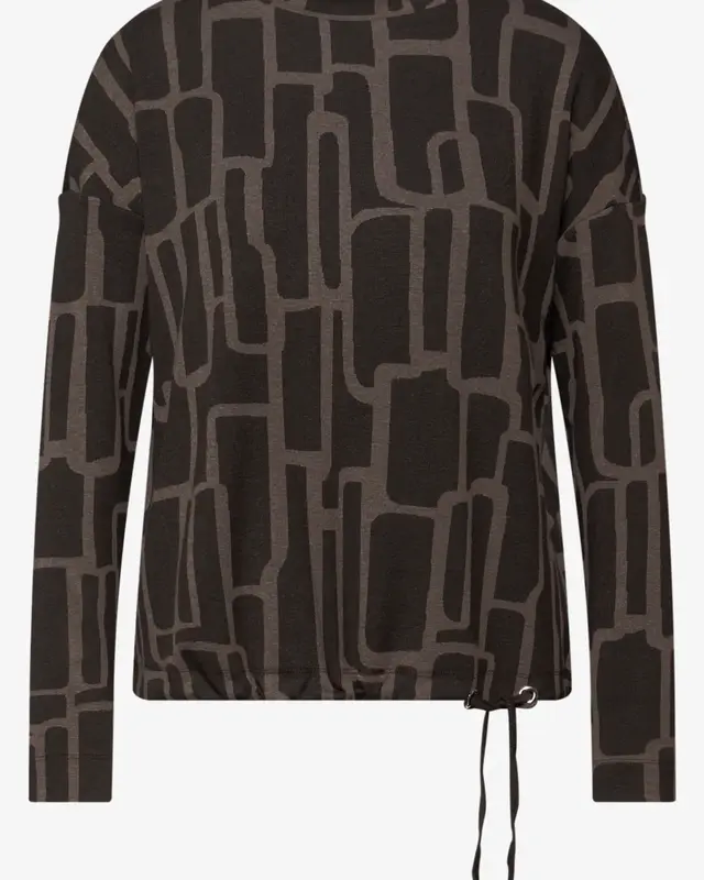 Street One Shirt met Print en Trekkoord - Darkest Brown