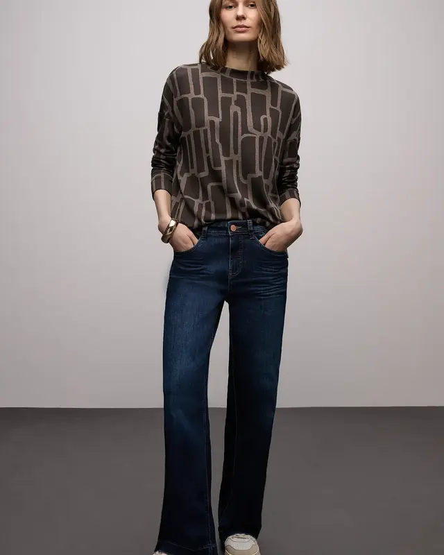 Street One Shirt met Print en Trekkoord - Darkest Brown