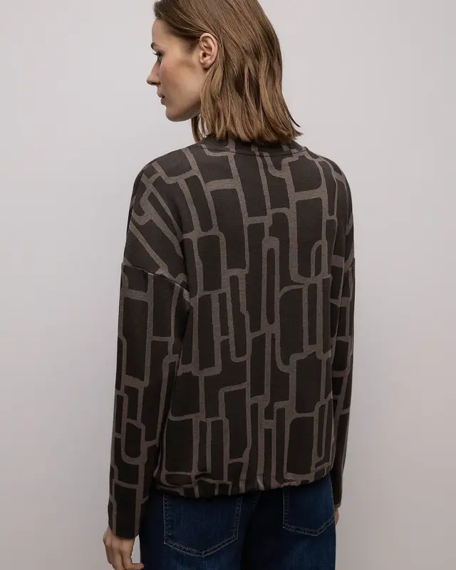 Street One Print Shirt with Drawstring - Darkest Brown