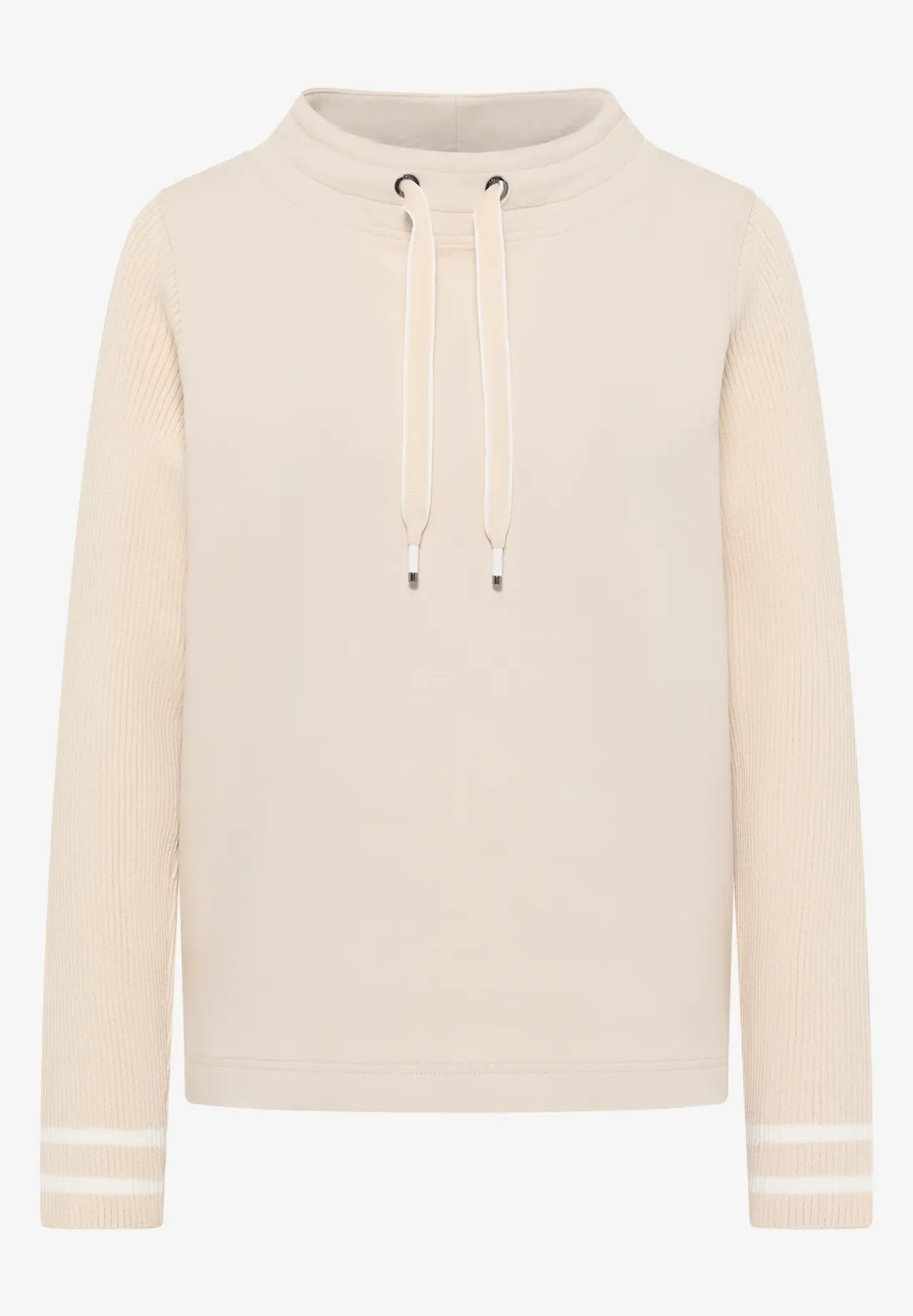 Cecil Sweatshirt with Knit Sleeves - Pearl Beige