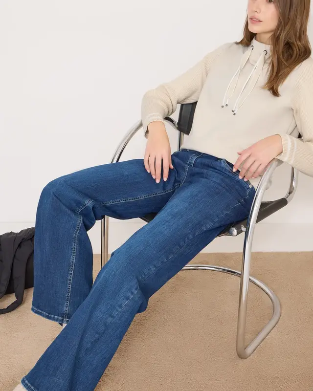 Cecil Sweater met Gebreide Mouwen - Pearl Beige