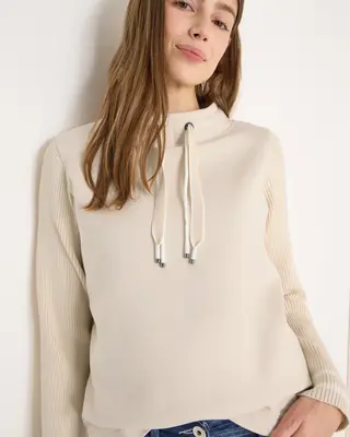 Cecil Sweater met Gebreide Mouwen - Pearl Beige