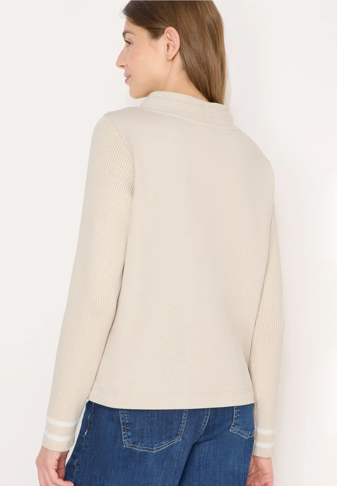 Cecil Sweatshirt with Knit Sleeves - Pearl Beige