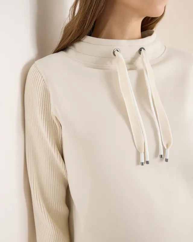 Cecil Sweatshirt mit Strickärmeln - Pearl Beige