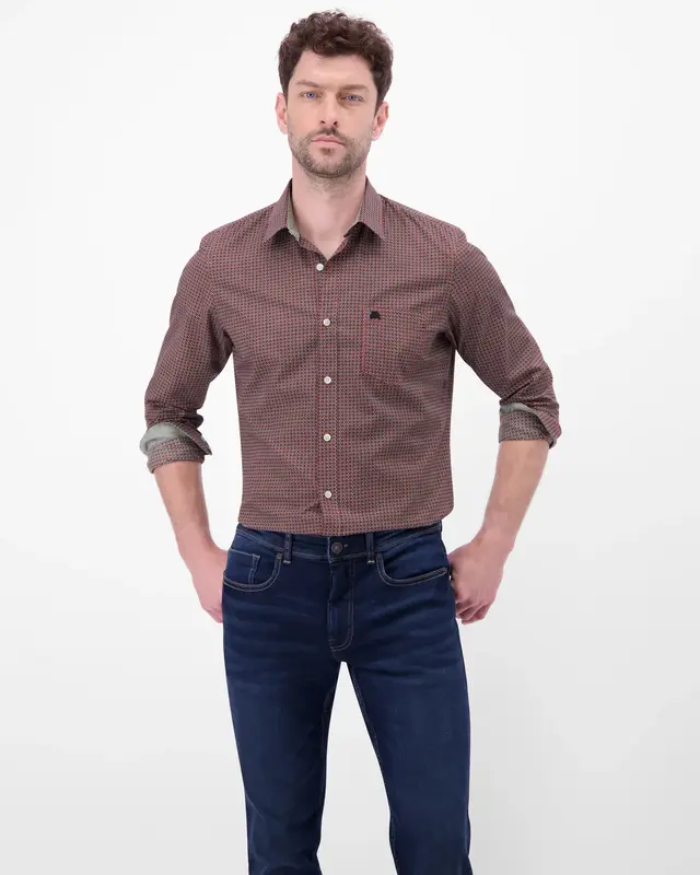 Lerros Overhemd met Print - Vivid Red