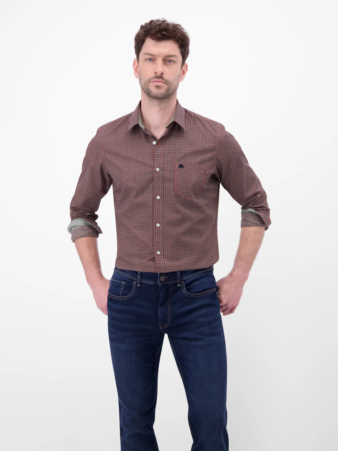 Lerros Overhemd met Print - Vivid Red