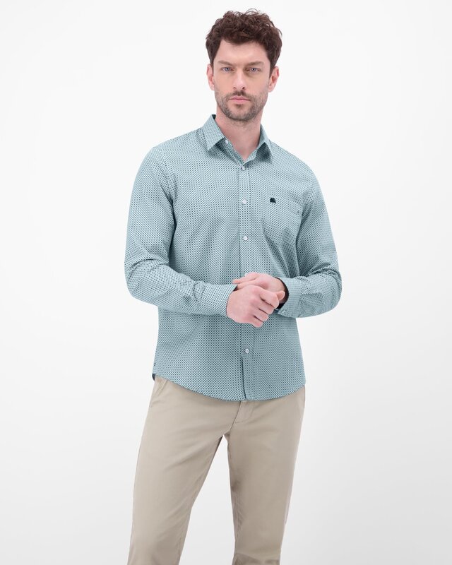 Lerros Overhemd with Print - Ice Blue