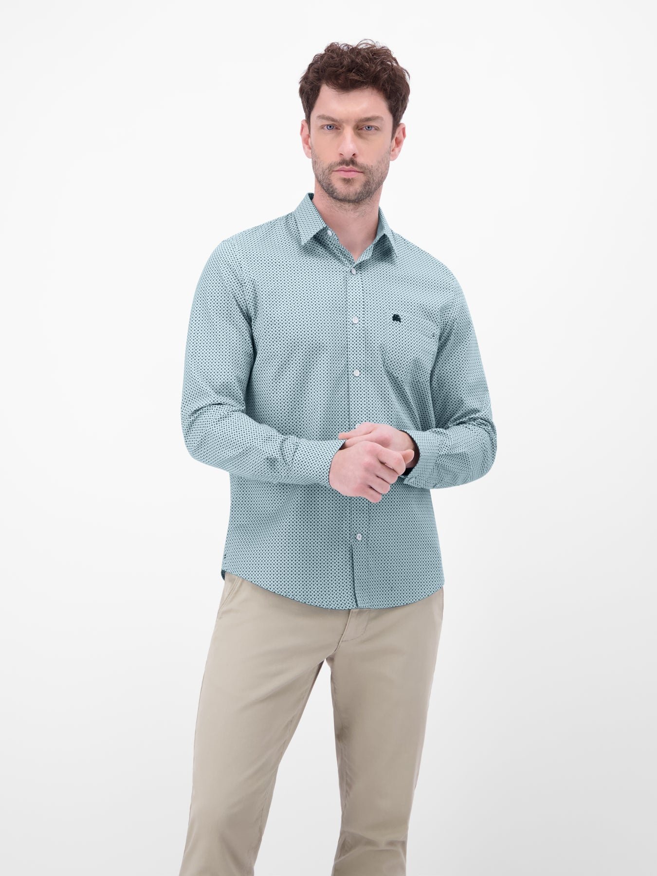 Lerros Overhemd met Print - Ice Blue