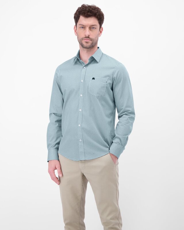 Lerros Overhemd with Print - Ice Blue