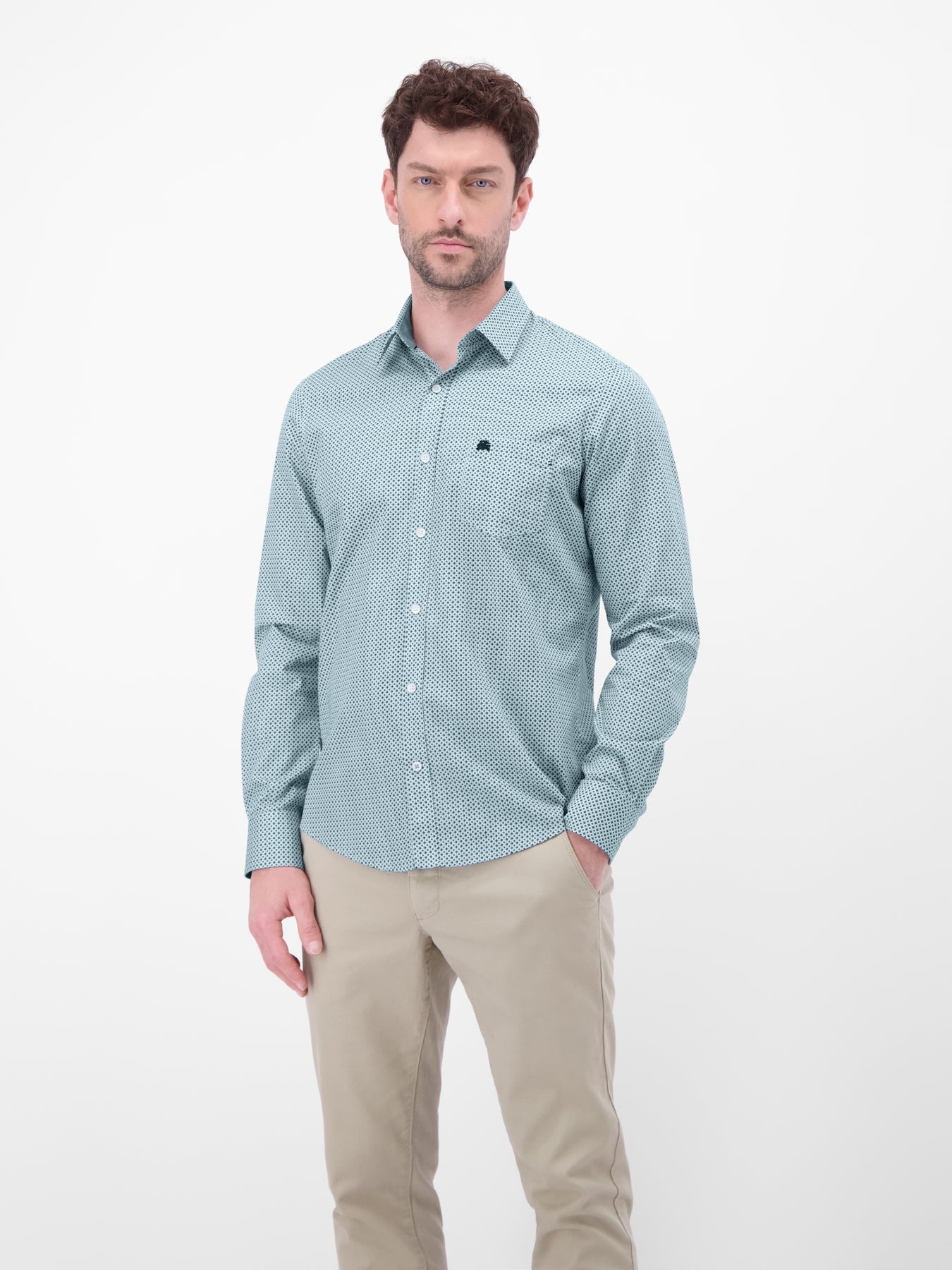 Lerros Overhemd with Print - Ice Blue