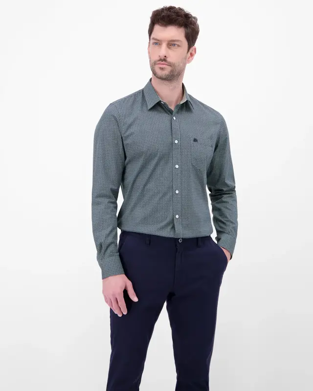 Lerros Overhemd met Print - Arctic Blue