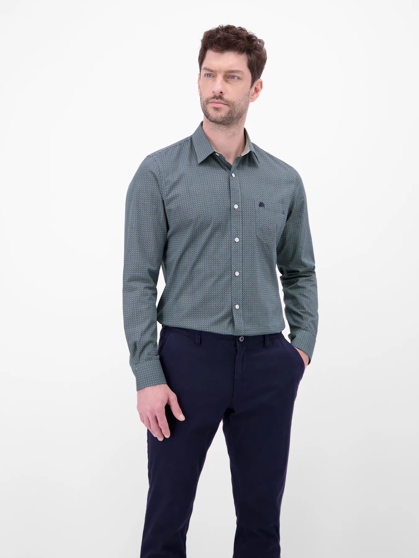 Lerros Overhemd with Print - Arctic Blue