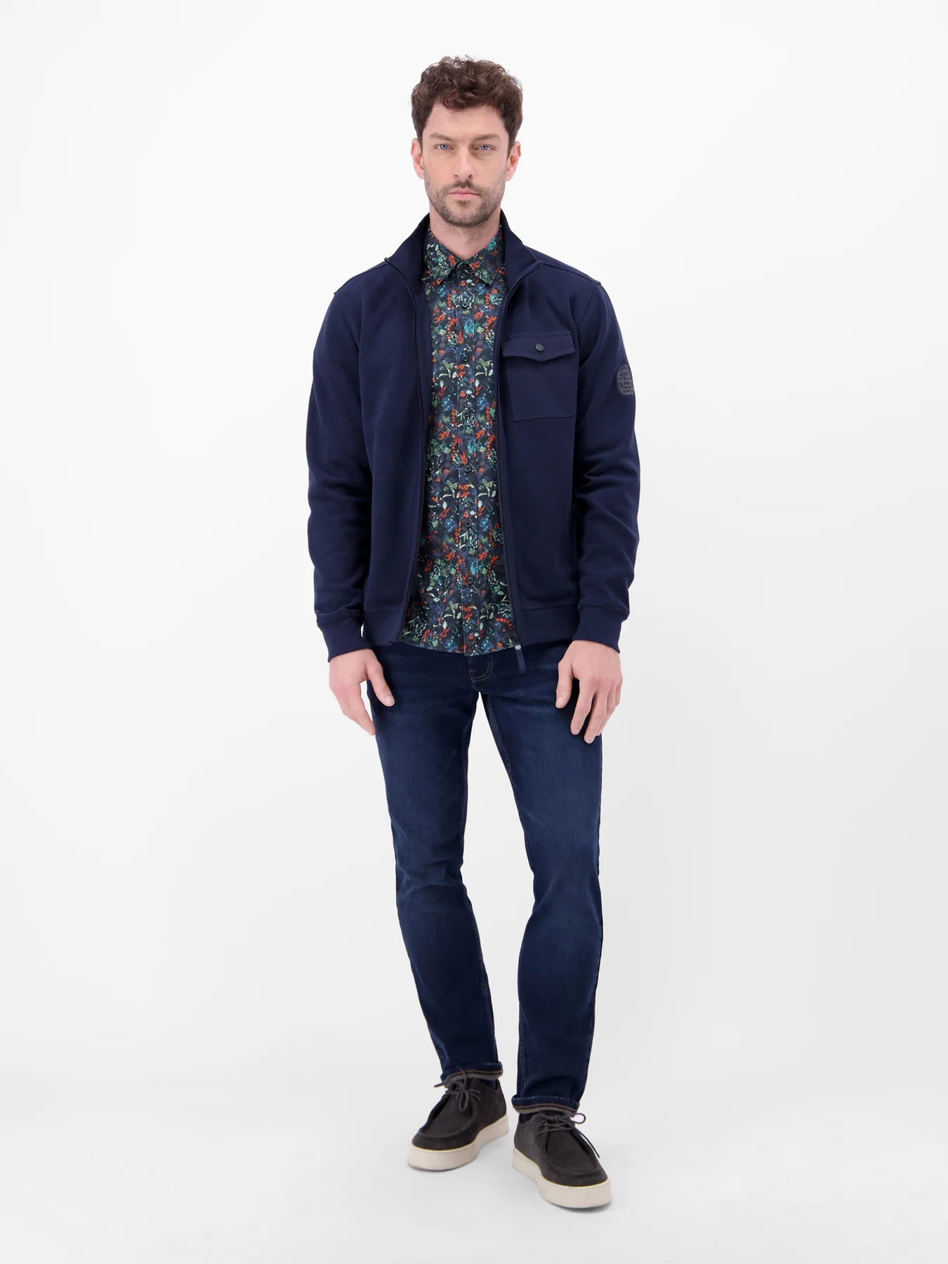 Lerros Shirt with Flowerprint - Classic Navy