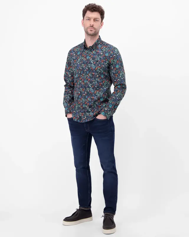 Lerros Shirt met Bloemenprint - Classic Navy