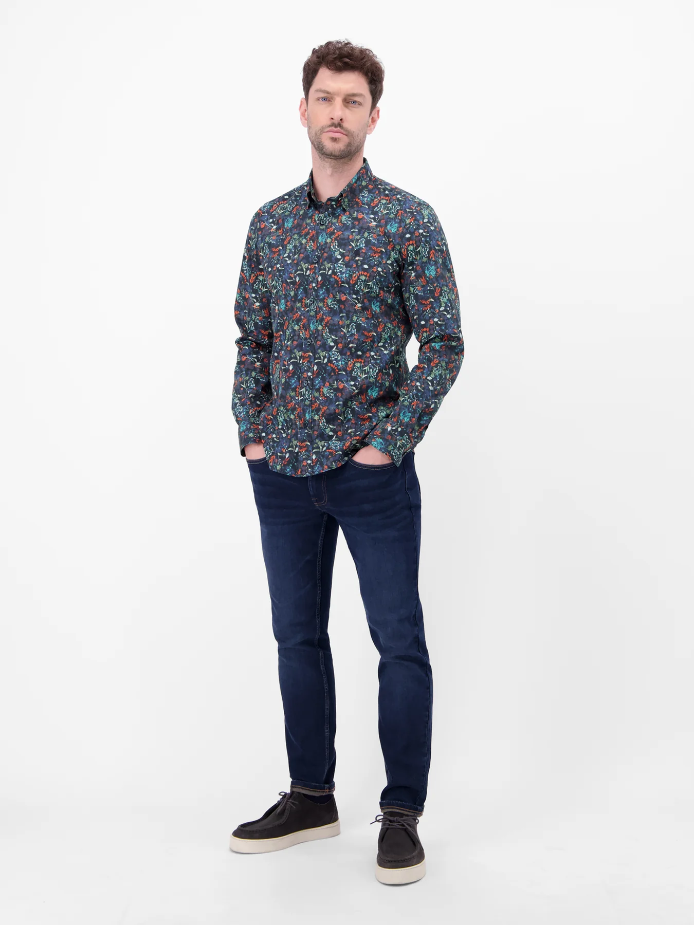 Lerros Shirt met Bloemenprint - Classic Navy