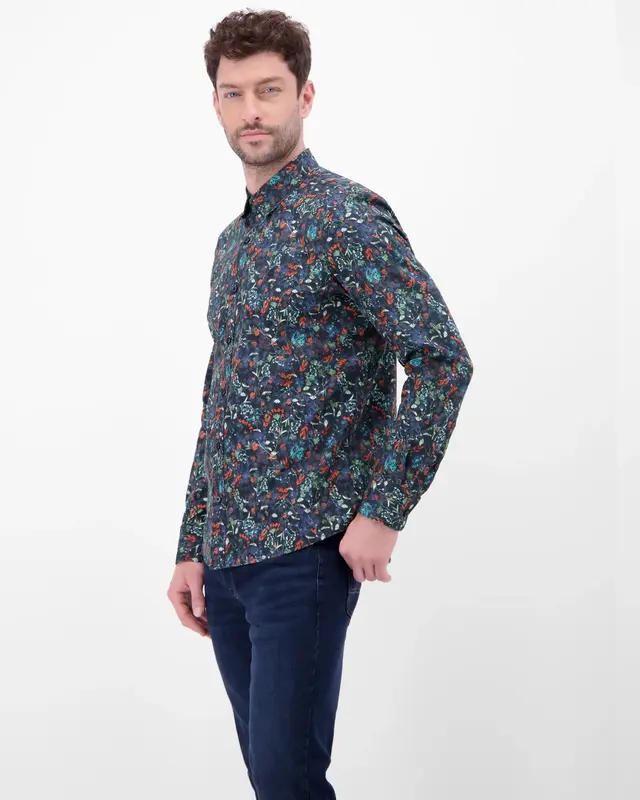 Lerros Shirt met Bloemenprint - Classic Navy