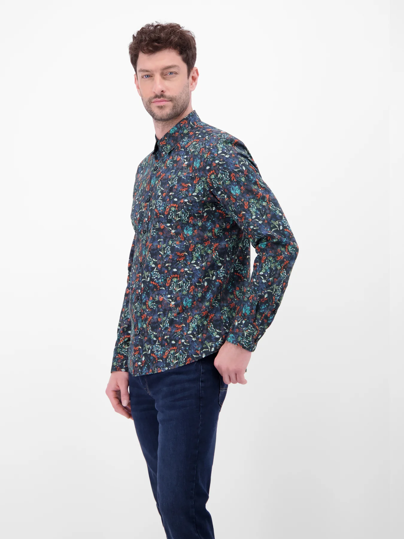 Lerros Shirt with Flowerprint - Classic Navy