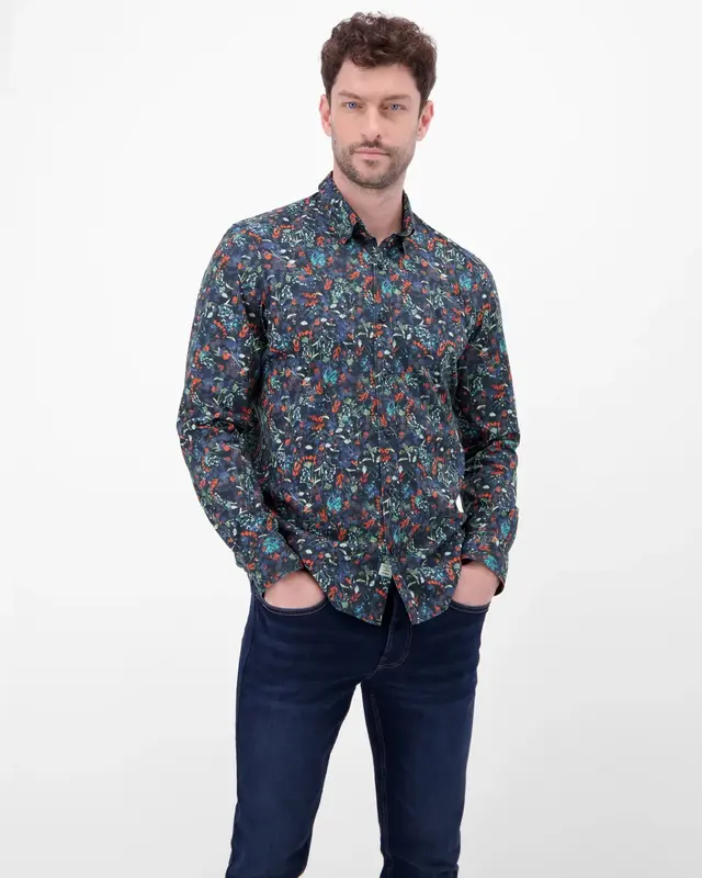 Lerros Shirt met Bloemenprint - Classic Navy