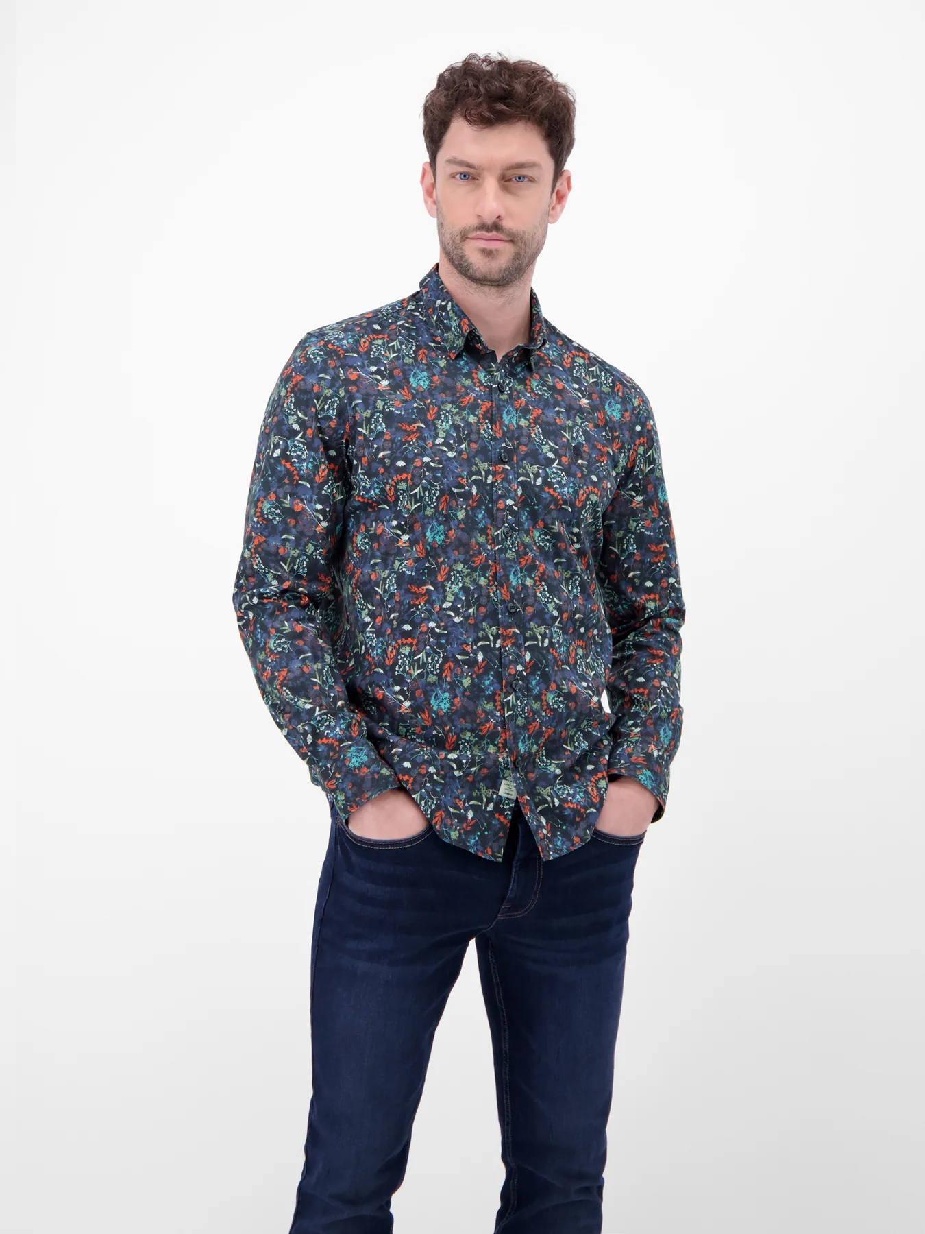 Lerros Shirt met Bloemenprint - Classic Navy