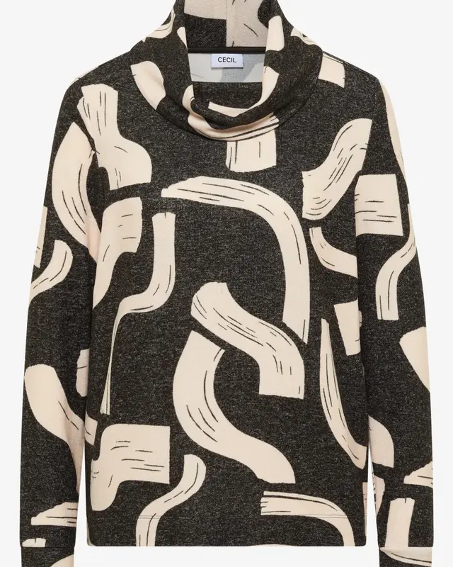 Cecil Gemustertes Melange Shirt - Raw Khaki Melange