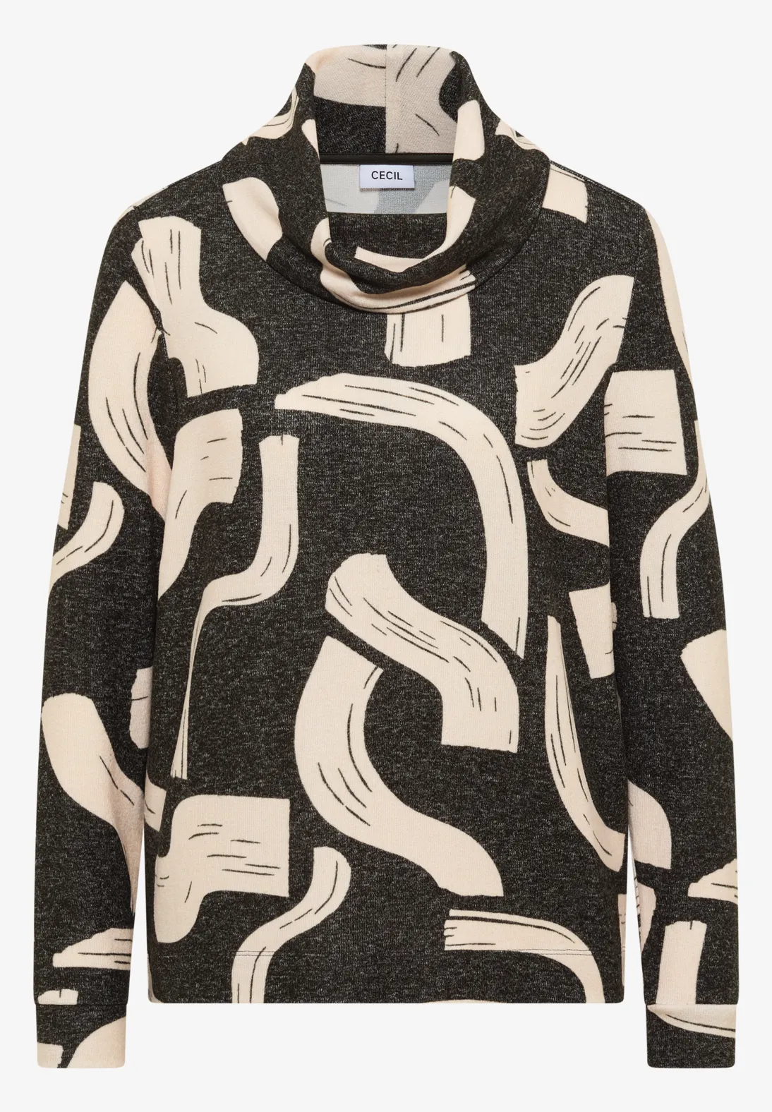 Cecil Gemustertes Melange Shirt - Raw Khaki Melange