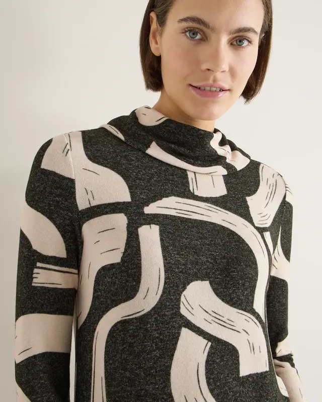 Cecil Gemustertes Melange Shirt - Raw Khaki Melange