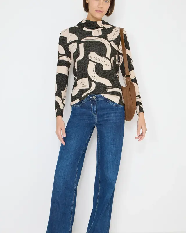 Cecil Printed Shirt - Raw Khaki Melange